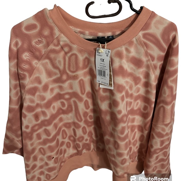 adidas Sweaters - NWT adidas 1H crew cropped sweatshirt with water orange sherbet print size 1x